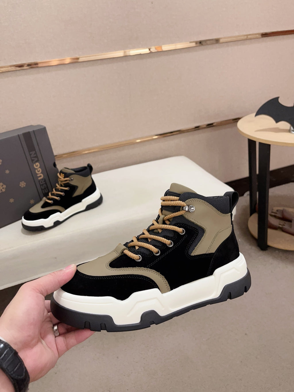 UGG High-Top Sneaker – Black & Olive Tri-Tone