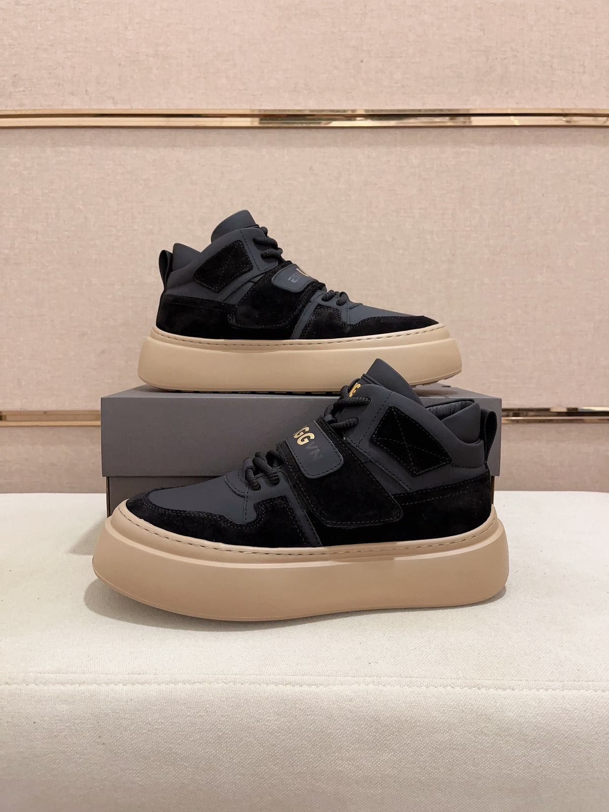 UGG Platform Mid-Top Sneaker – Black & Charcoal Suede