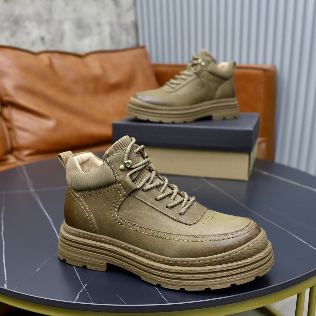 UGG Men's High-Top Sneaker Boot – Khaki | Fleece-Lined | Gold Hardware