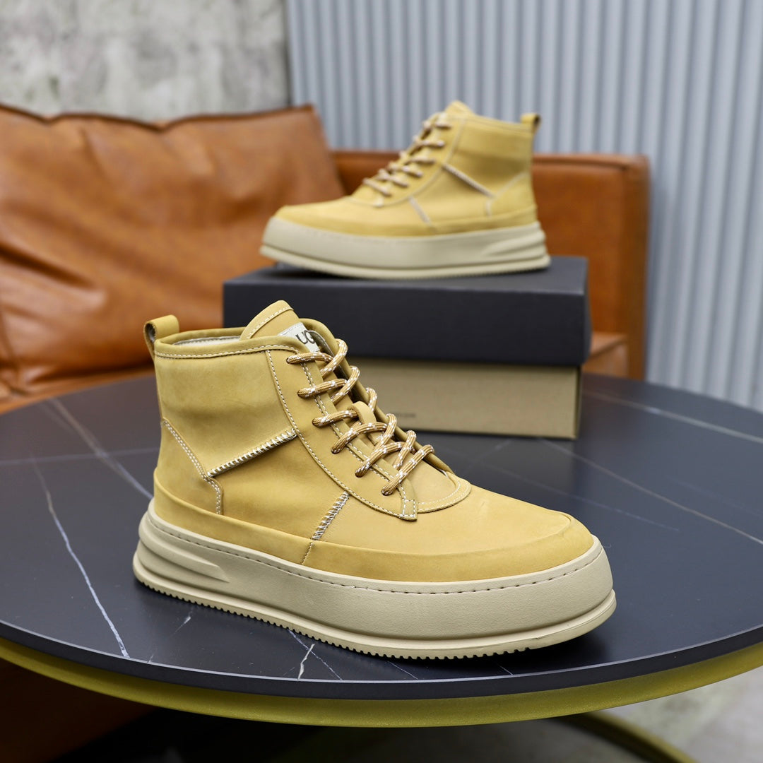 UGG Men's High-Top Sneaker – Butter Yellow | Gold Laces | Fleece-Lined