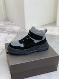UGG Mid-Top Sneaker – Grey & Black Suede | Gold Dash Detail & Shearling Lining | Sizes 39–44