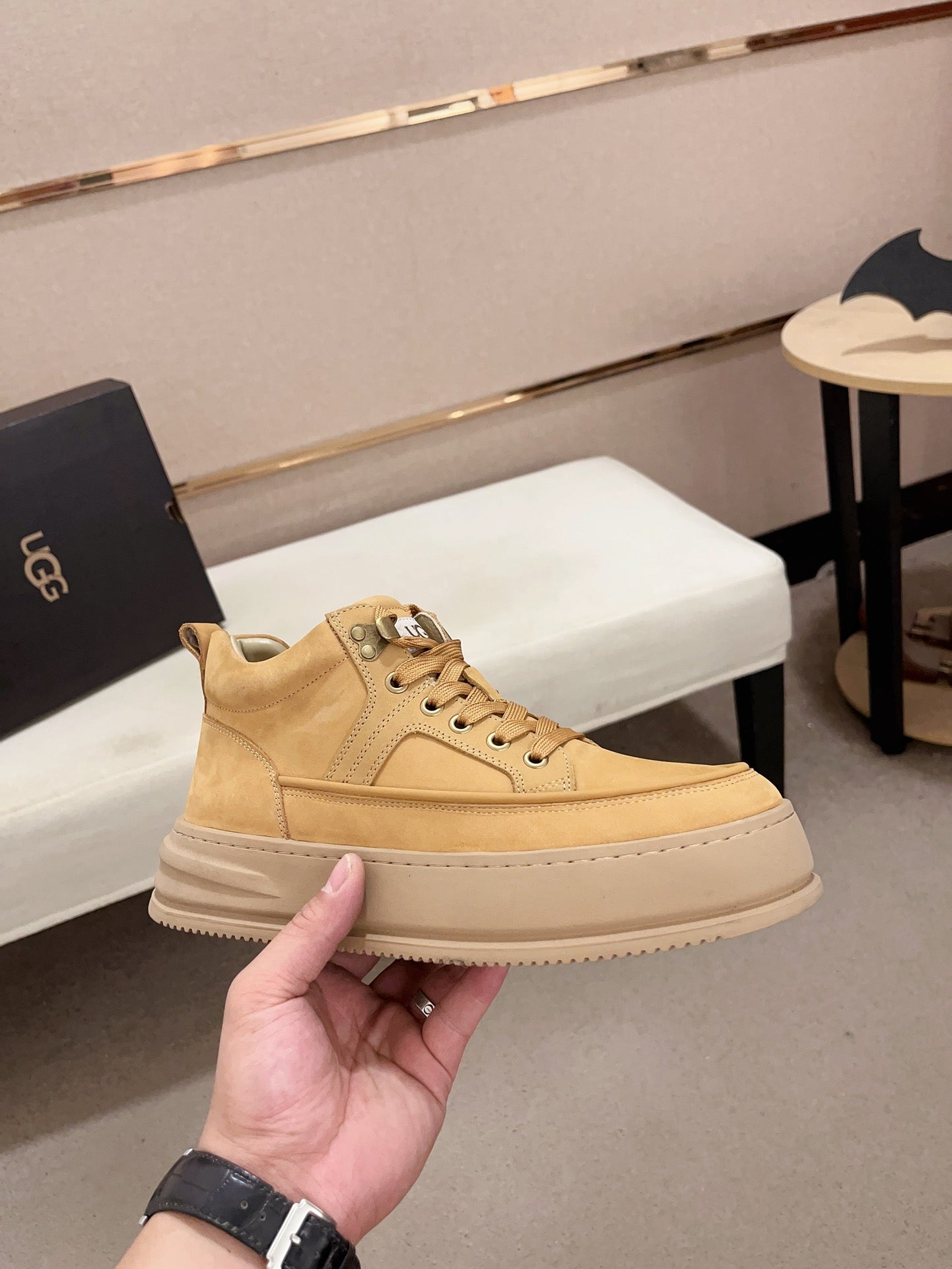 UGG Platform Low-Top Sneaker – Butter Yellow Leather | Silver Hardware & Cream Sole | Sizes 39–44