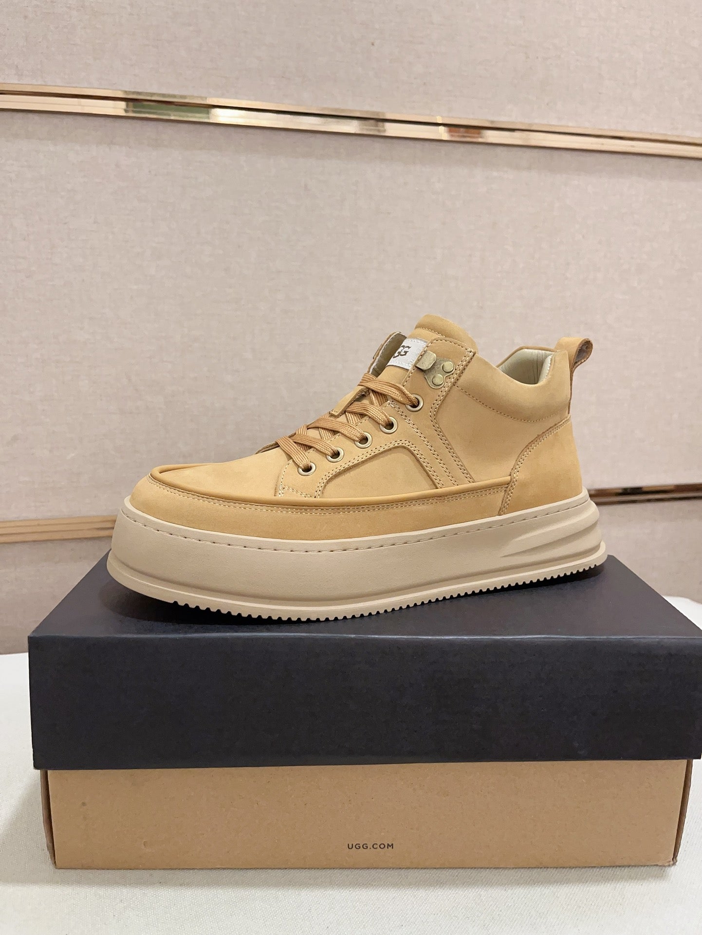 UGG Platform Low-Top Sneaker – Butter Yellow Leather | Silver Hardware & Cream Sole | Sizes 39–44