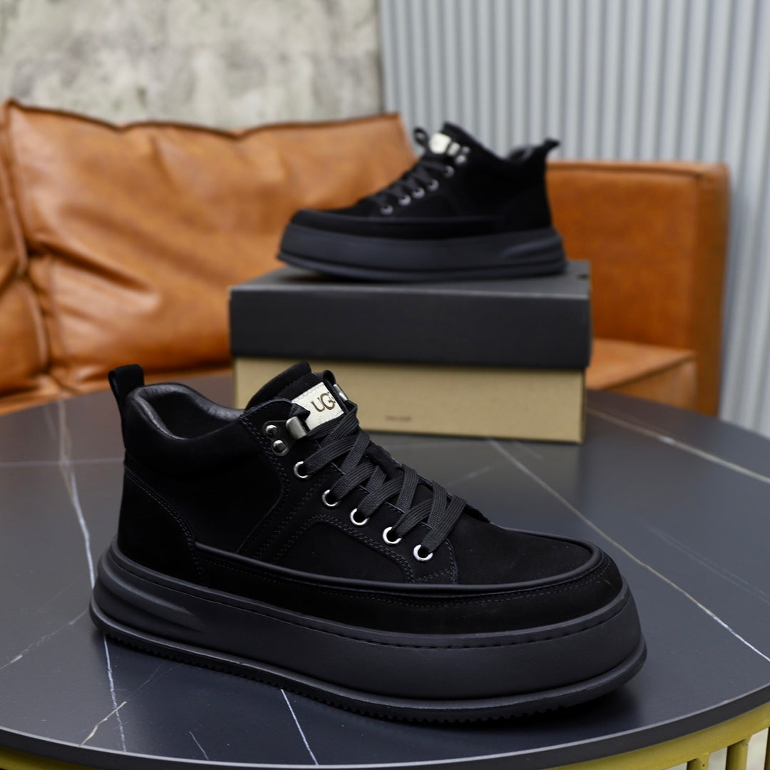 UGG High-Top Platform Sneaker – Black Suede | Silver Hardware