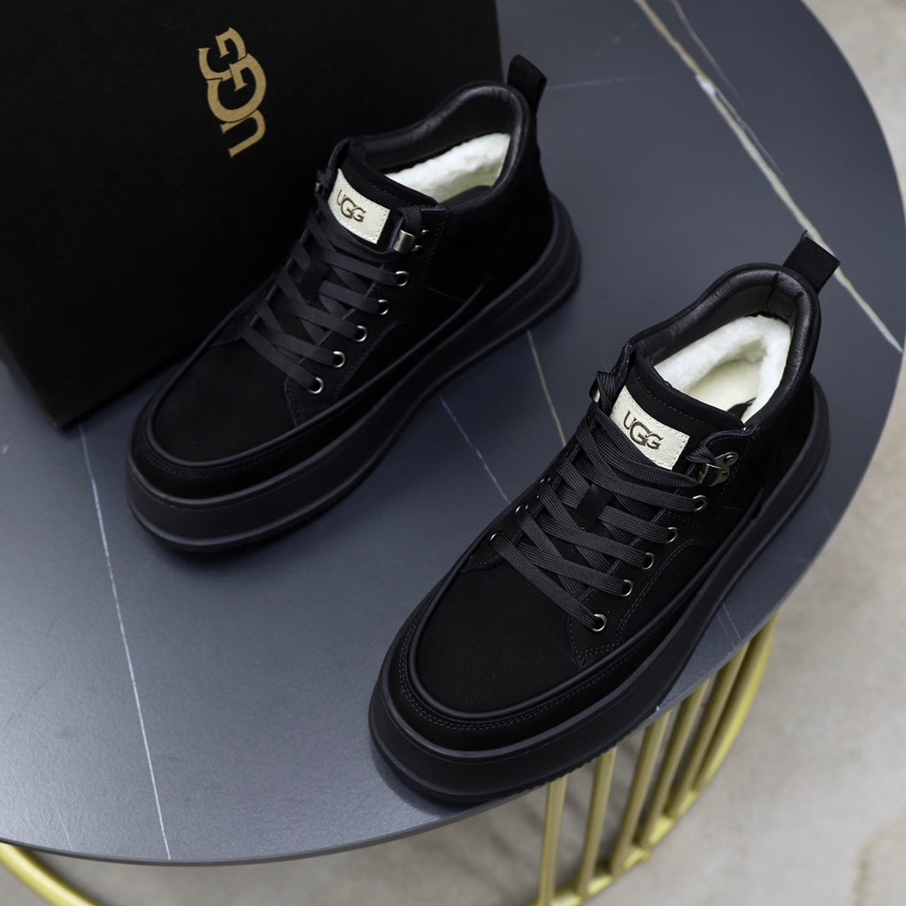 UGG High-Top Platform Sneaker – Black Suede | Silver Hardware