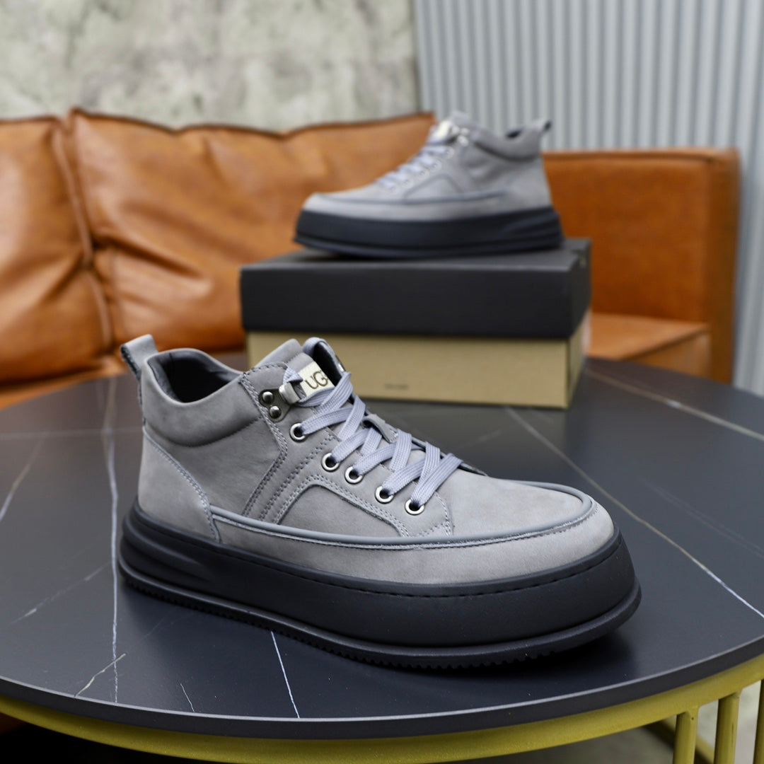UGG High-Top Sneaker – Glacier Grey | Shearling Collar & Black Sole
