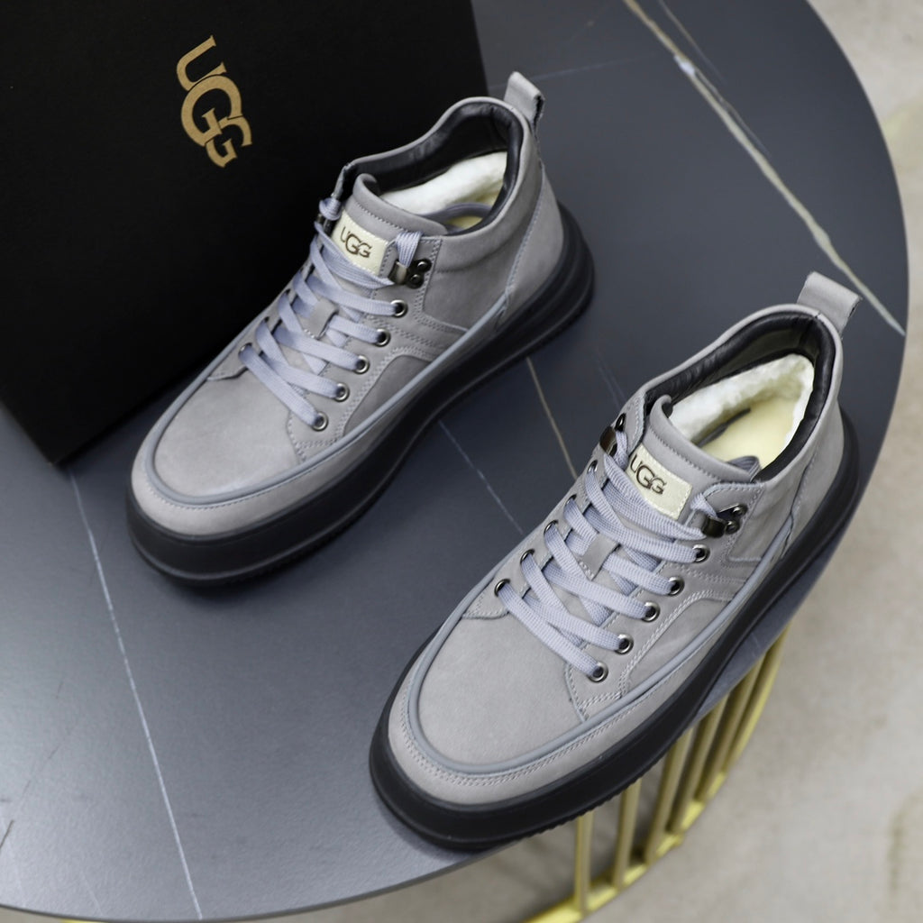 UGG High-Top Sneaker – Glacier Grey | Shearling Collar & Black Sole