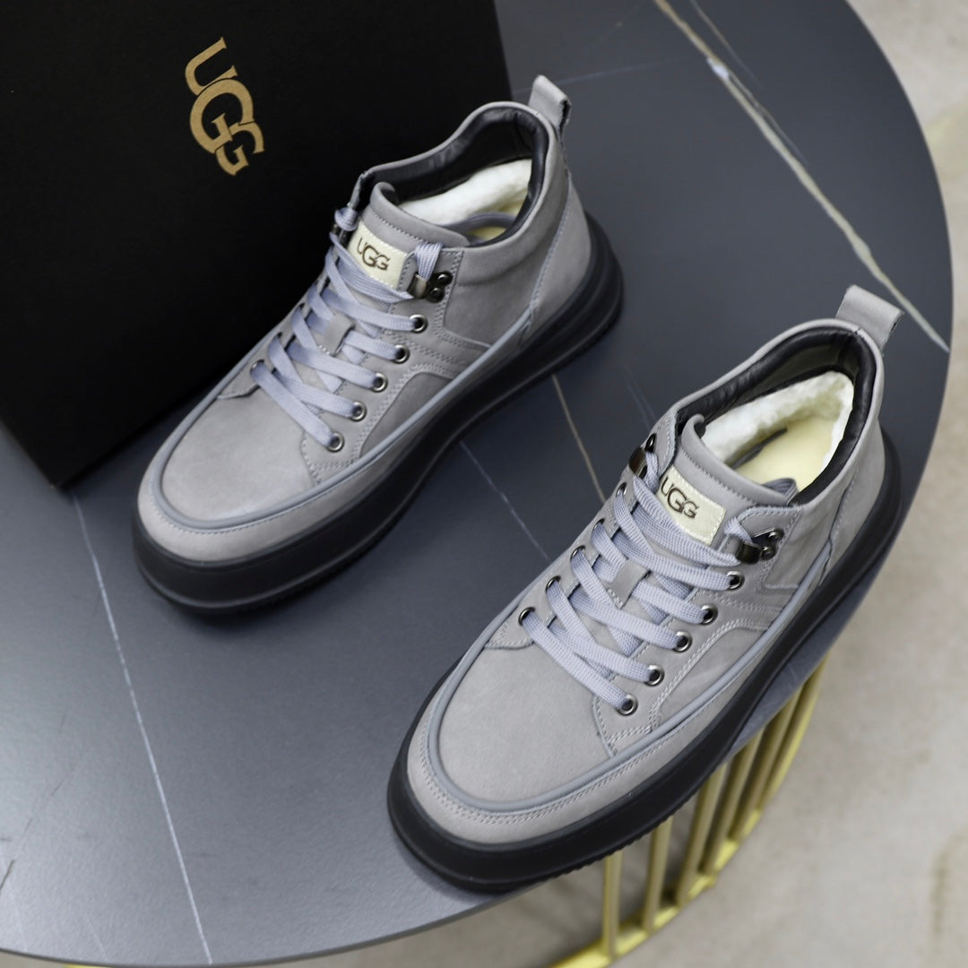 UGG High-Top Sneaker – Glacier Grey | Shearling Collar & Black Sole
