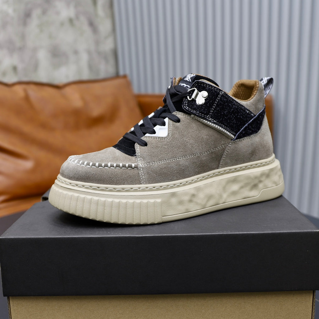 UGG Mid-Top Sneaker – Ash Grey Suede | Croc-Embossed Collar & Sculpted Sole