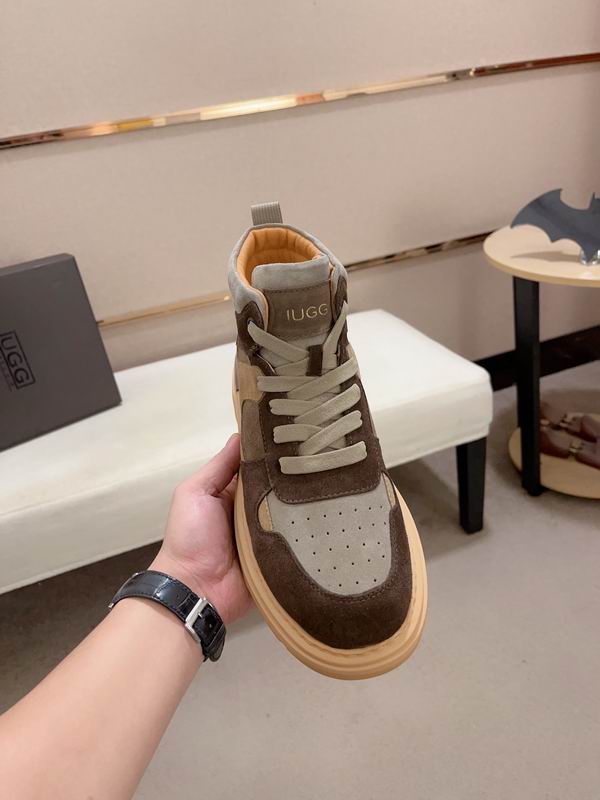 UGG Men's High-Top Sneaker – Brown Suede & Beige Leather Colorblock | Chunky Platform Sole