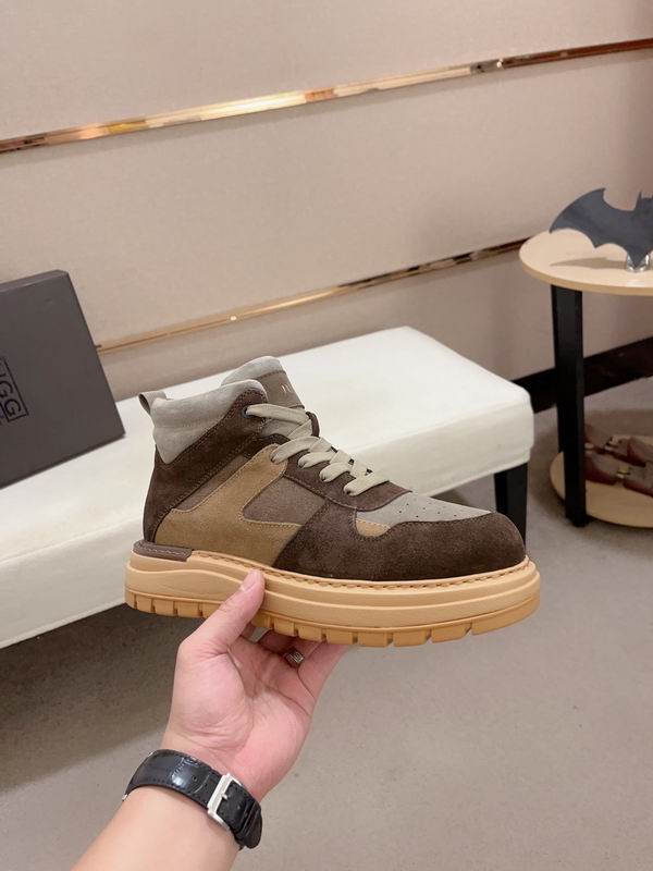 UGG Men's High-Top Sneaker – Brown Suede & Beige Leather Colorblock | Chunky Platform Sole