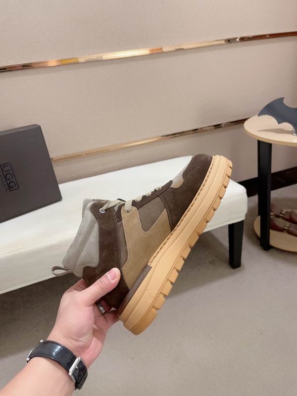 UGG Men's High-Top Sneaker – Brown Suede & Beige Leather Colorblock | Chunky Platform Sole