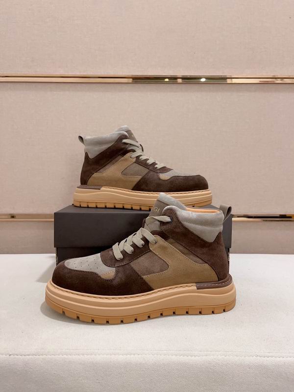 UGG Men's High-Top Sneaker – Brown Suede & Beige Leather Colorblock | Chunky Platform Sole